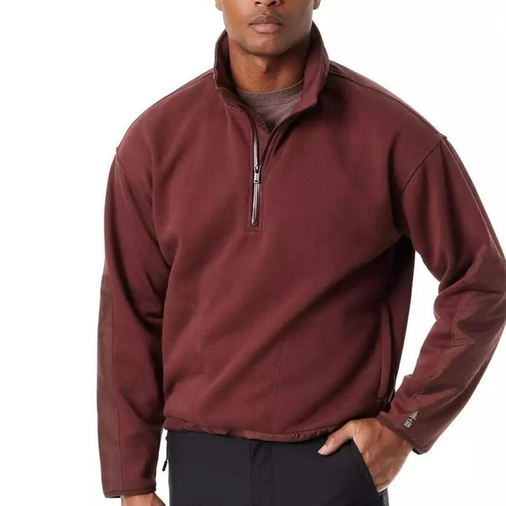 BASS OUTDOOR NWT RUM raisin Men's Convertible 1/4 Zip Pullover